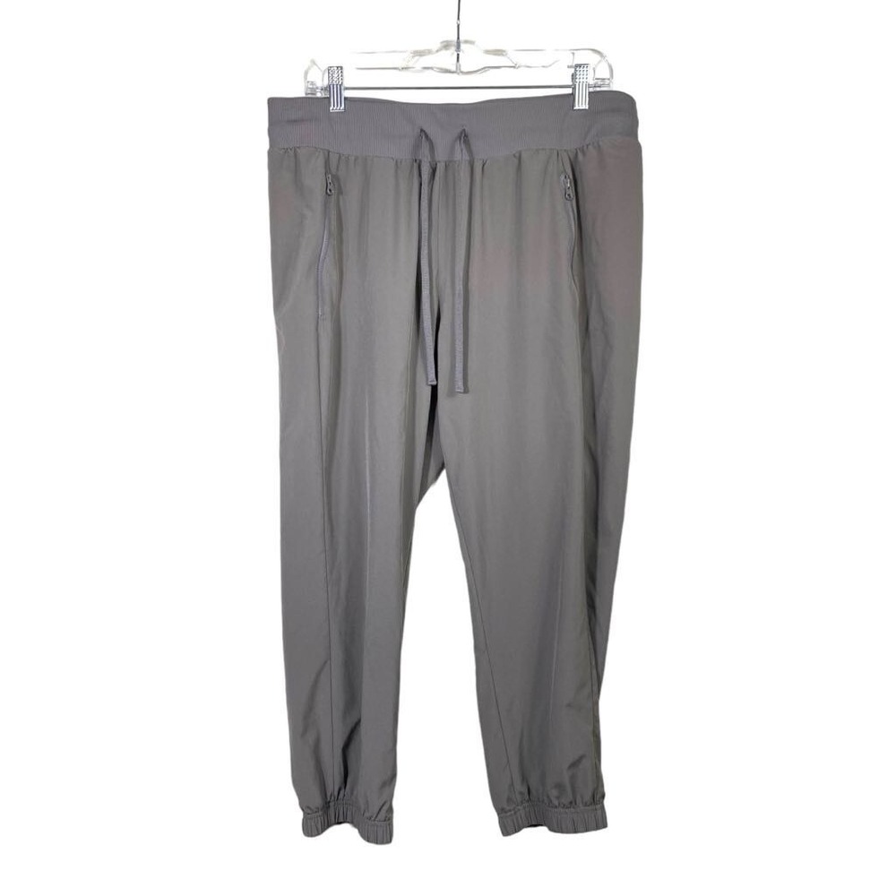 Z By ZELLA Women Jogger Pants L Gray Zipper Pocket Pull On Drawstring Athletic